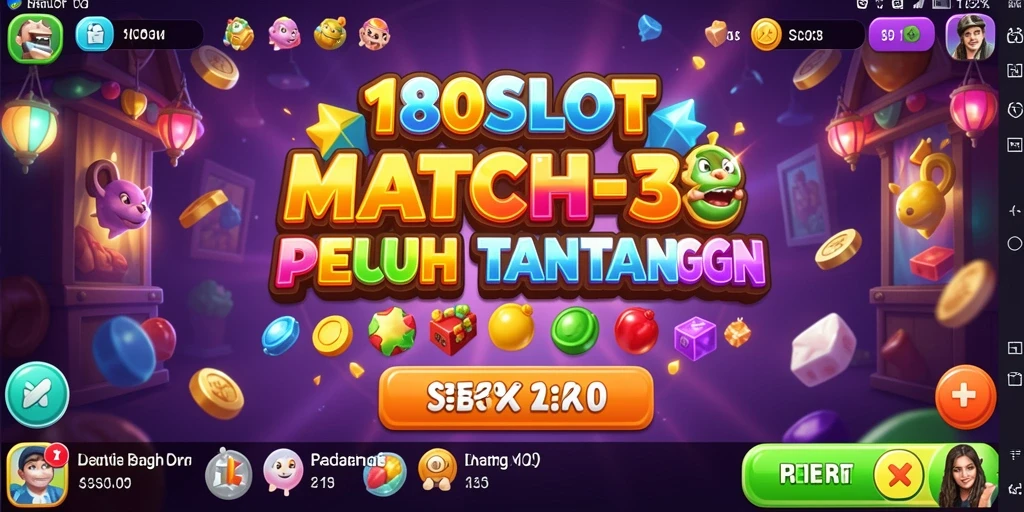 Screenshot gameplay menarik dari 180SLOT yang menunjukkan aksi Match-3.
