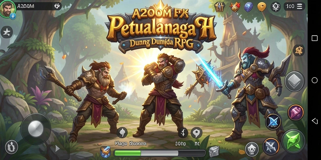 Tampilan gameplay A200M yang menampilkan pertarungan seru di dunia RPG.