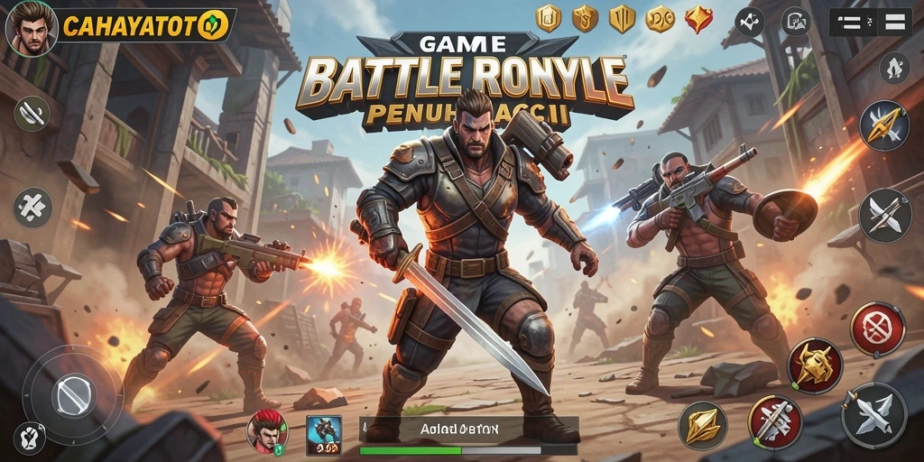 Screenshot menunjukkan pemain bertarung di arena Battle Royale.