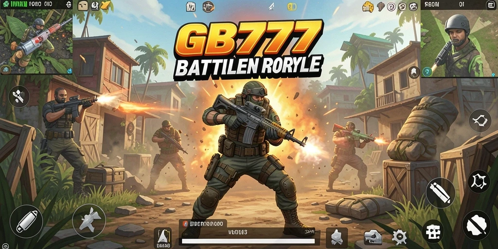 Screenshot dari permainan <strong>GB777</strong> yang menunjukkan pertarungan seru dalam Battle Royale.