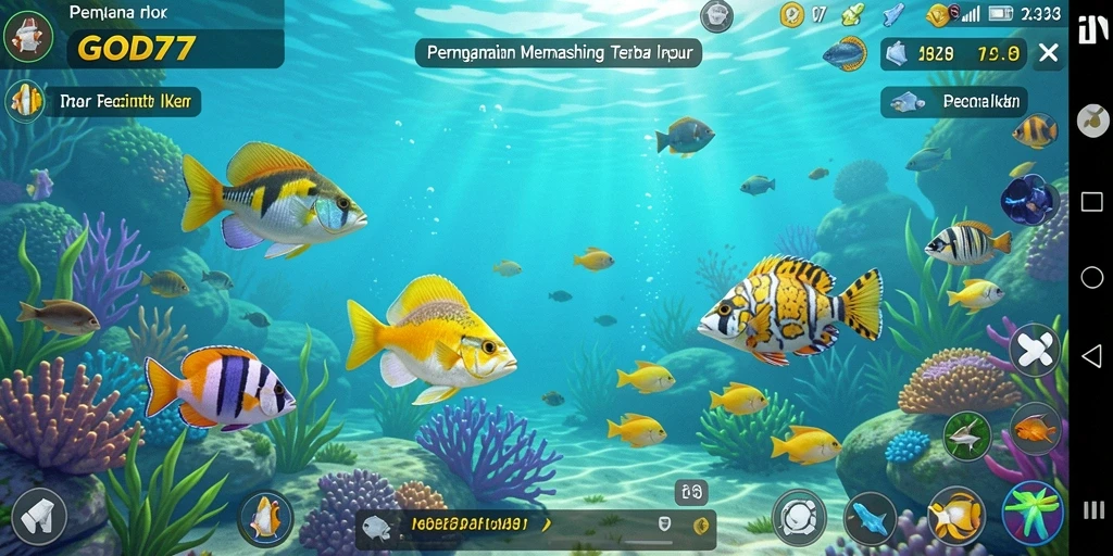 Tampilan gameplay GOD77 menunjukkan keseruan memancing di dunia virtual.