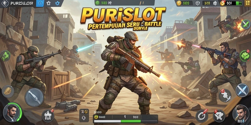 Gameplay seru PURISLOT dengan pertempuran intens Battle Royale.
