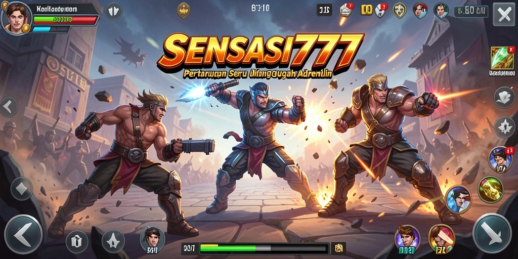 Gameplay seru dengan karakter bertarung sengit di arena.