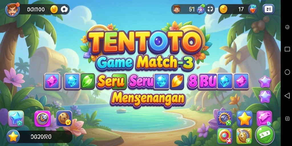 Tangkapan layar TENTOTO menampilkan aksi Match-3 yang seru dan menantang.