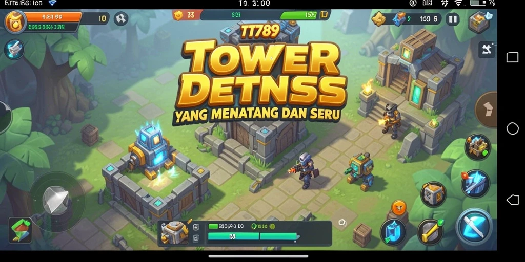 Screenshot gameplay TT789 menampilkan pertempuran menegangkan di Tower Defense.